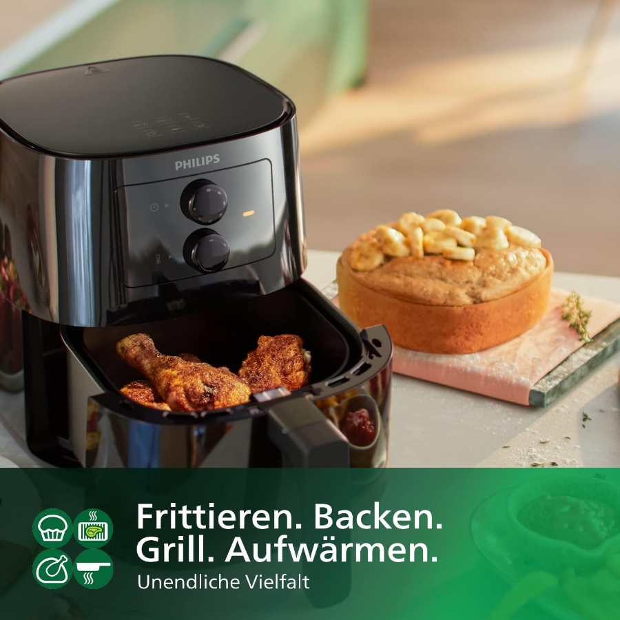 Philips HD9200/90 Airfryer L Essential Compact  Heißluftfritteuse 1400 Watt Schwarz