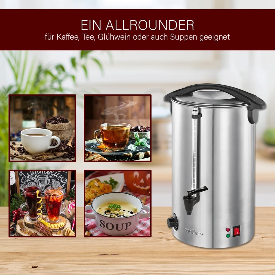 Proficook PC-HGA 1196 Heißgetränkeautomat zum Erhitzen und Warmhalten  von  Glühwein/Kaffee/Tee/Punsch oder Suppen, hochwertige