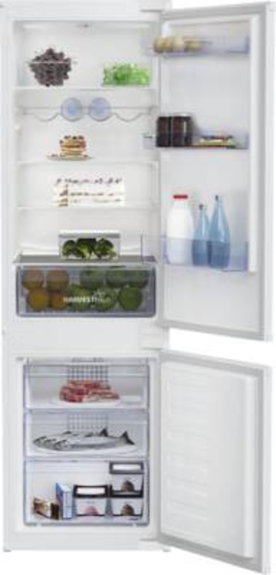 Beko BCHA275K4SN Einbau Kühl-Gefrierkombination weiß  Gemüsefach (Harvestfresh), Schleppscharnier 