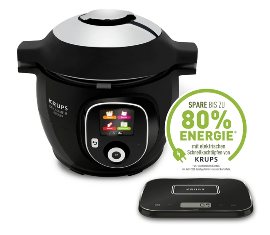Krups CZ8568 Cook4Me+ Grameez Multikocher schwarz/grau  inkl. vernetzte Küchenwaage ,1600 Watt, 6 Kochstufen,
