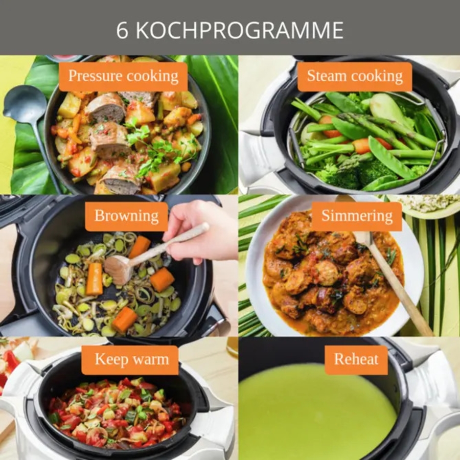 Krups CZ8568 Cook4Me+ Grameez Multikocher schwarz/grau  inkl. vernetzte Küchenwaage ,1600 Watt, 6 Kochstufen,