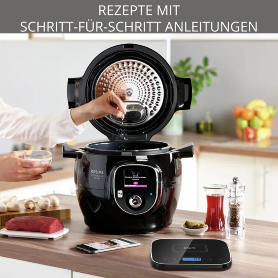 Krups CZ8568 Cook4Me+ Grameez Multikocher schwarz/grau  inkl. vernetzte Küchenwaage ,1600 Watt, 6 Kochstufen,