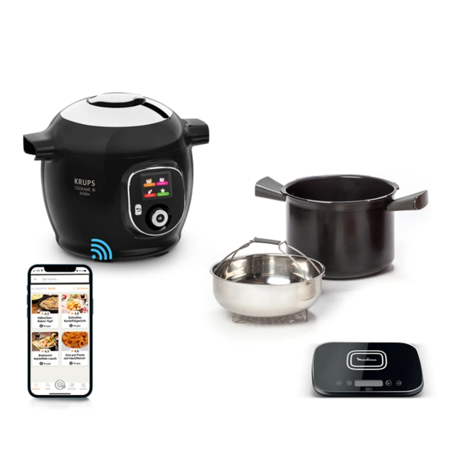 Krups CZ8568 Cook4Me+ Grameez Multikocher schwarz/grau  inkl. vernetzte Küchenwaage ,1600 Watt, 6 Kochstufen,