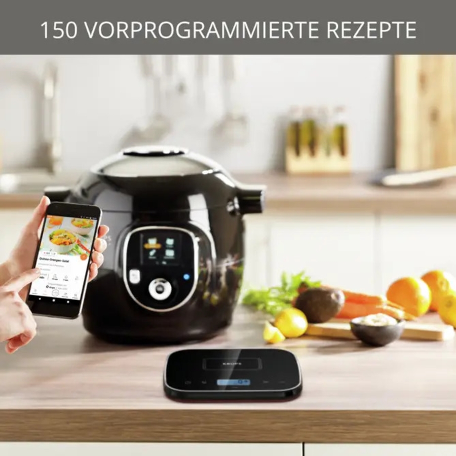 Krups CZ8568 Cook4Me+ Grameez Multikocher schwarz/grau  inkl. vernetzte Küchenwaage ,1600 Watt, 6 Kochstufen,