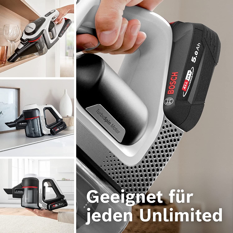 Bosch BHZUB1850 Wechsel-Akku Power for All 18V 5.0Ah geeignet für  alle kabellosen Unlimited Akku-Staubsauger extra lange