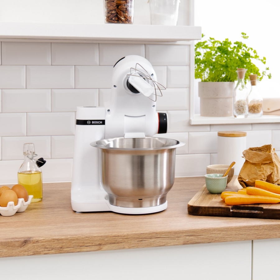 Bosch MUMS2EW00 Küchenmaschine Edelstahl-Weiss Edelstahl-Schüssel 3,8 L