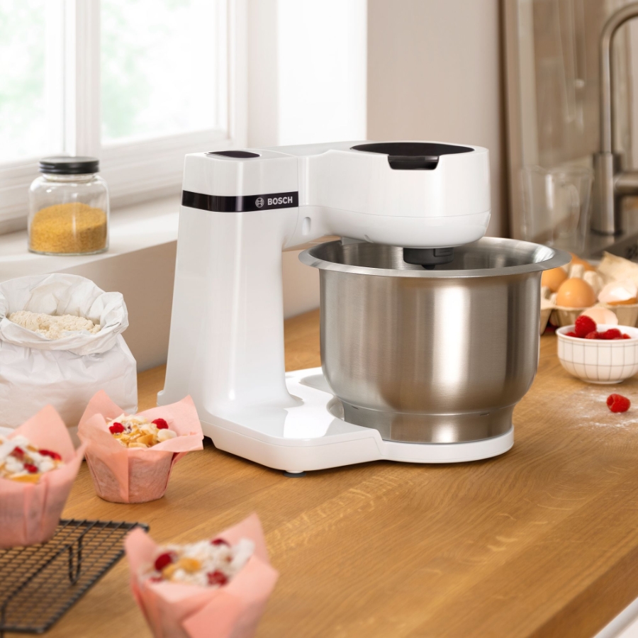 Bosch MUMS2EW00 Küchenmaschine Edelstahl-Weiss Edelstahl-Schüssel 3,8 L