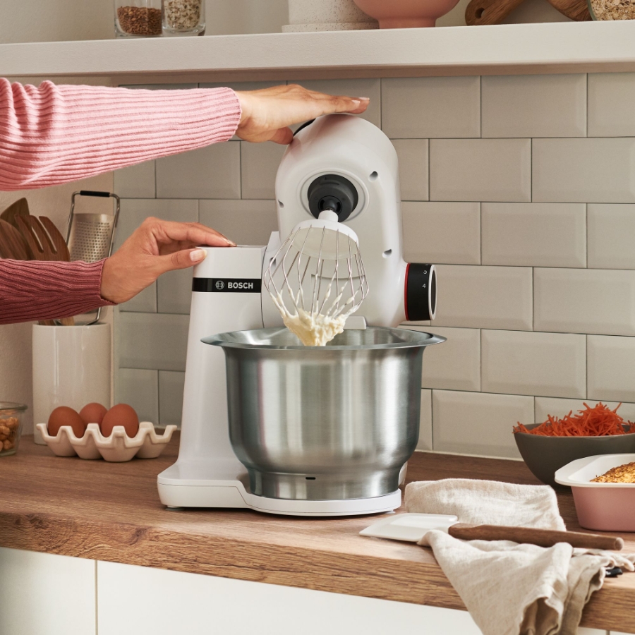 Bosch MUMS2EW00 Küchenmaschine Edelstahl-Weiss Edelstahl-Schüssel 3,8 L