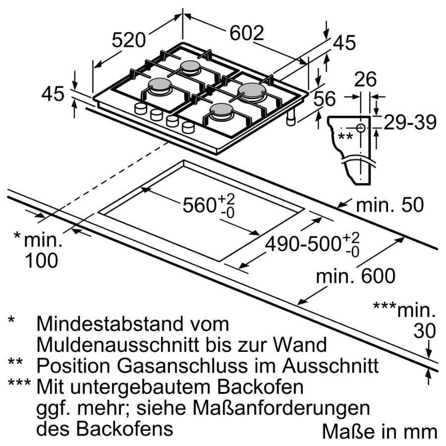 Siemens ER6A6PB70D Gaskochfeld autark Schwarz 