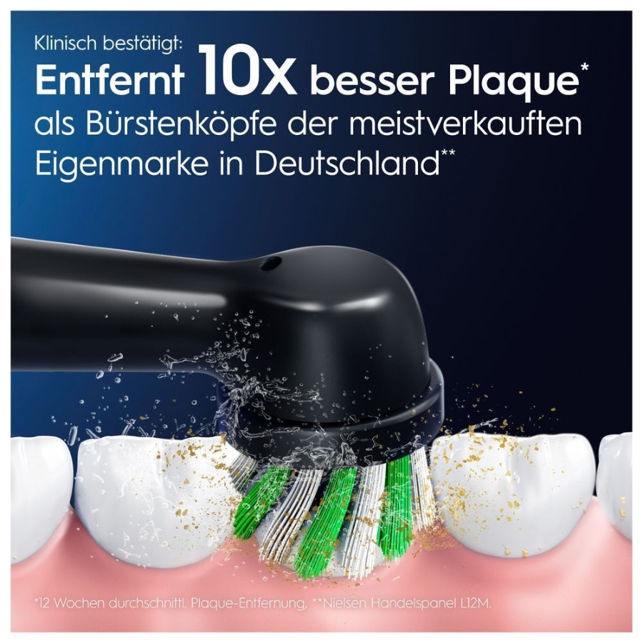 Oral-B Pro CrossAction Aufsteckbürsten Schwarz 10er  für elektrische Zahnbürste, X-förmige Borsten