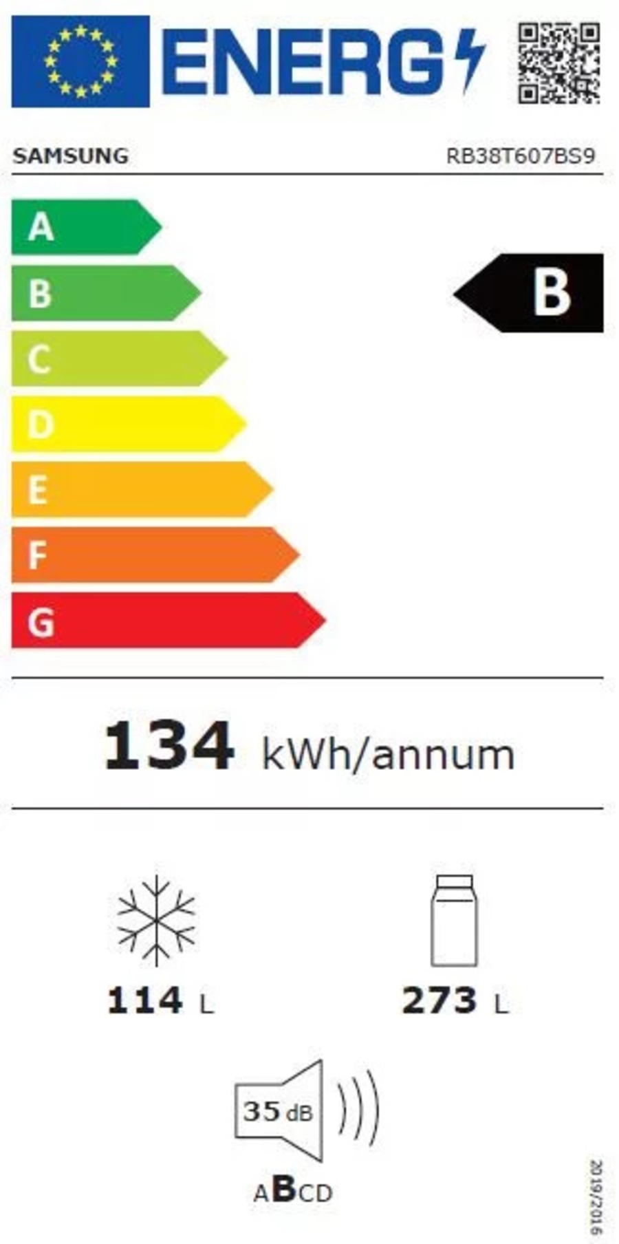 Samsung RB38T607BS9/EF Kühl- Gefrierkombinaton Stand Silber 
