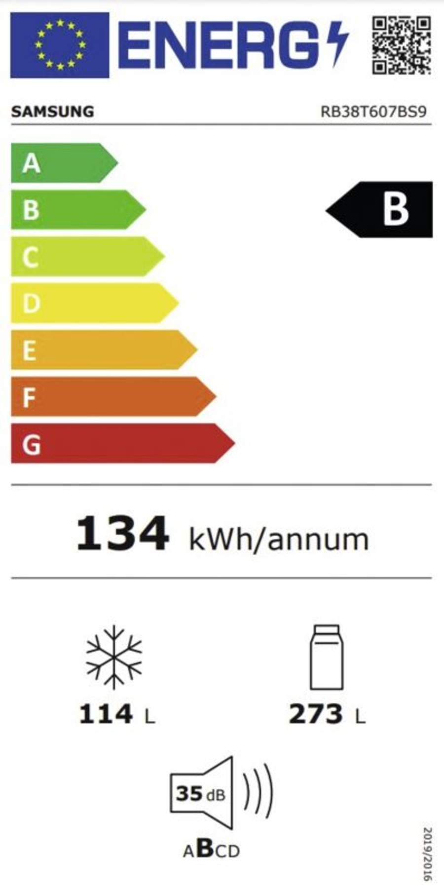 Samsung RB38T607BS9/EF Kühl- Gefrierkombinaton Stand Silber 
