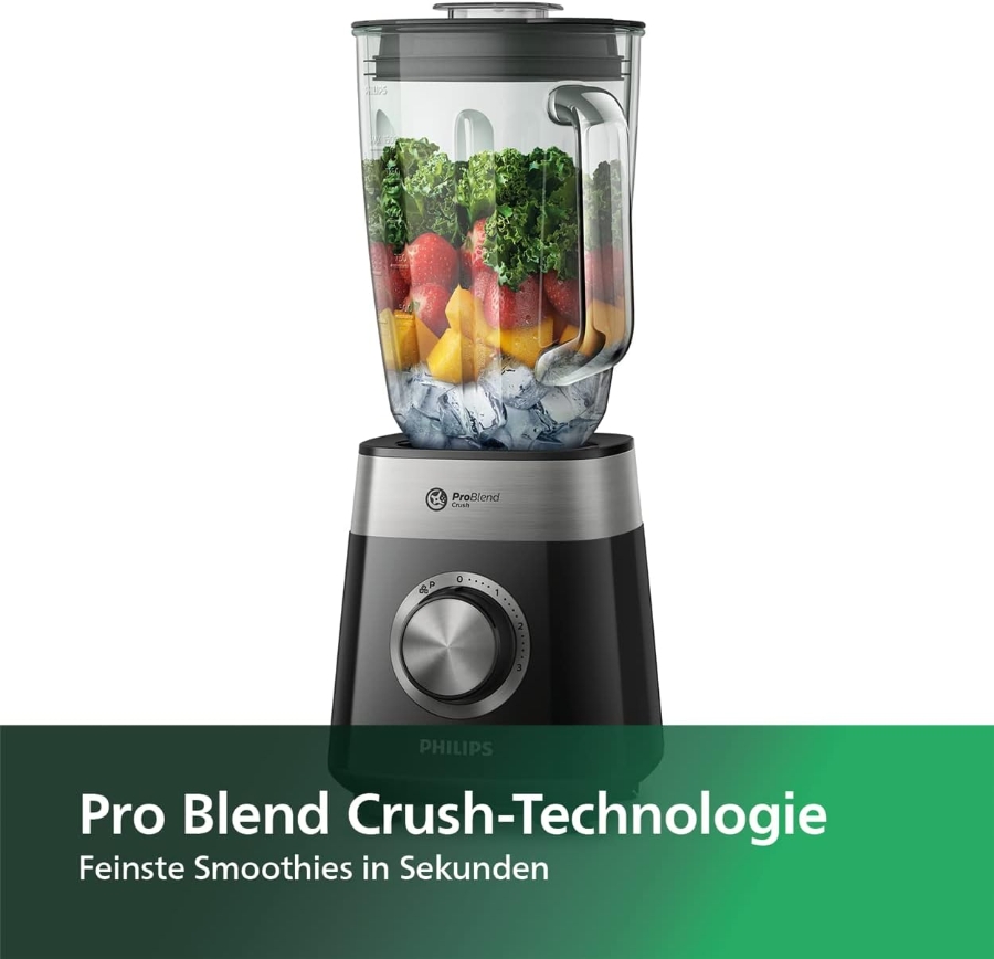 Philips HR2228/90 Standmixer  800-W- , 2L Glasbehälter, ProBlend Crush-Technologie