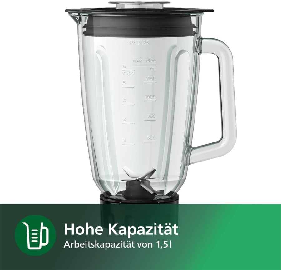 Philips HR2228/90 Standmixer  800-W- , 2L Glasbehälter, ProBlend Crush-Technologie