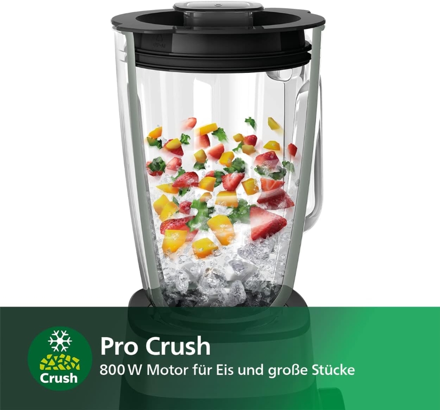 Philips HR2228/90 Standmixer  800-W- , 2L Glasbehälter, ProBlend Crush-Technologie