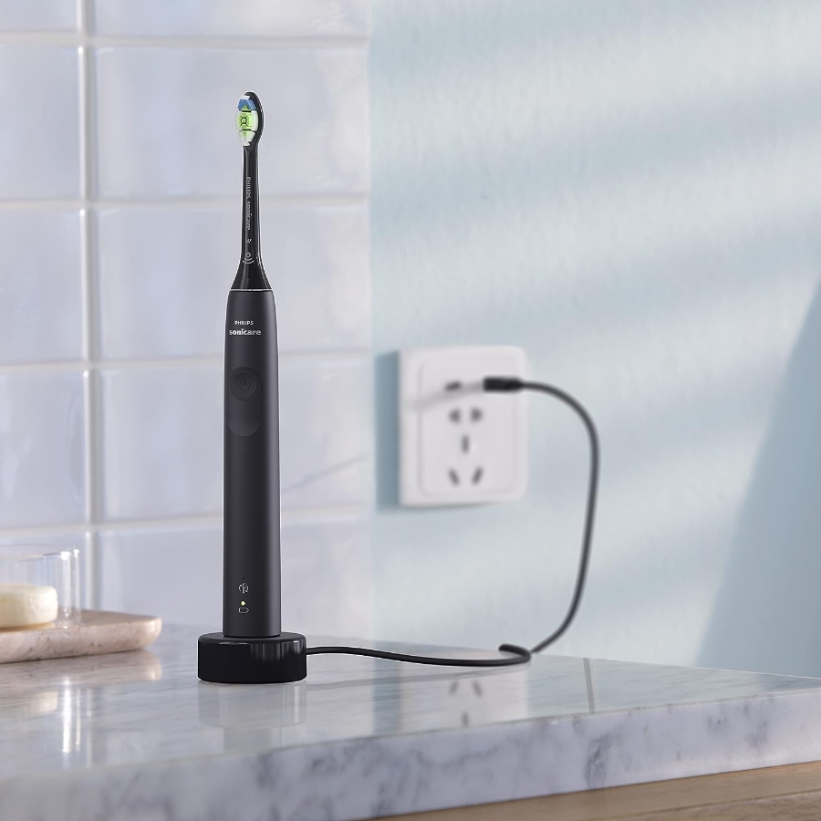 Philips HX3671/14 Sonicare 3100  Series schwarz elektrische Zahnbürste mit Drucksensor und 