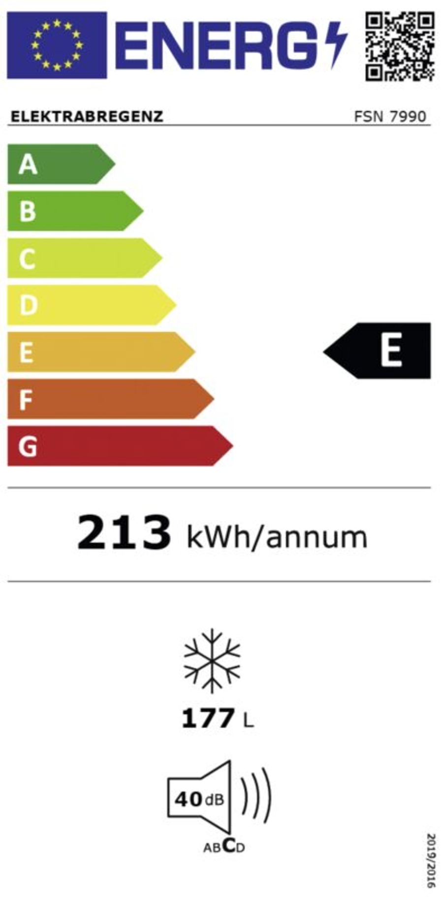 Elektrabregenz FSN 7990 Gefrierschrank Stand NoFrost Nutzinhalt 177 Liter, NoFrost, 39 dBA, Weiß, Höhe: 147,5
