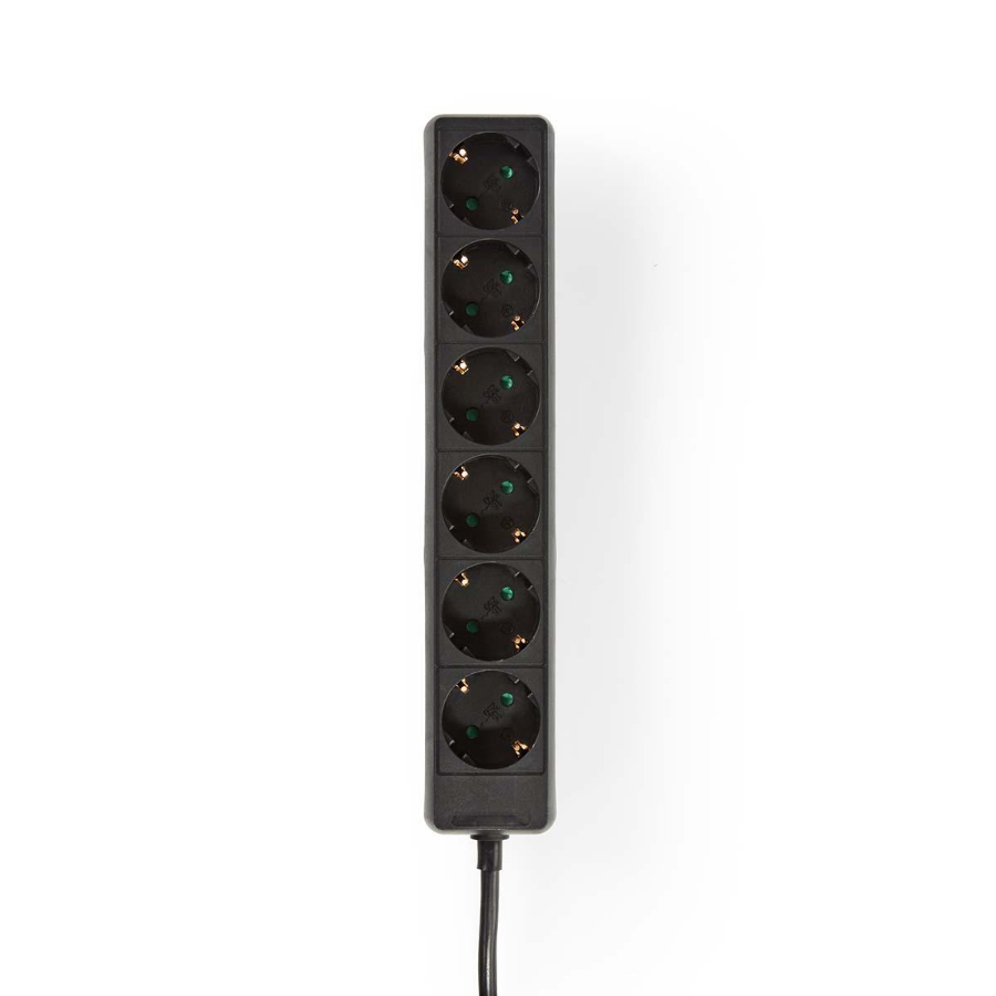 Nedis EXSO630F1BK Verlängerungsbuchse Weiß Schutzkontakt / Typ F (CEE 7/7) | 6-Wege | 3.00 m | 3680 W |