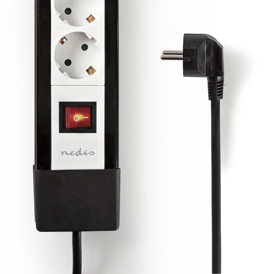 Nedis EXSO430F1PRO Verlängerungsbuchse Ein-/Ausschalter | Schwarz  Schutzkontakt / Typ F (CEE 7/7) | 4-Wege | 3.00 m | 3680 W 
