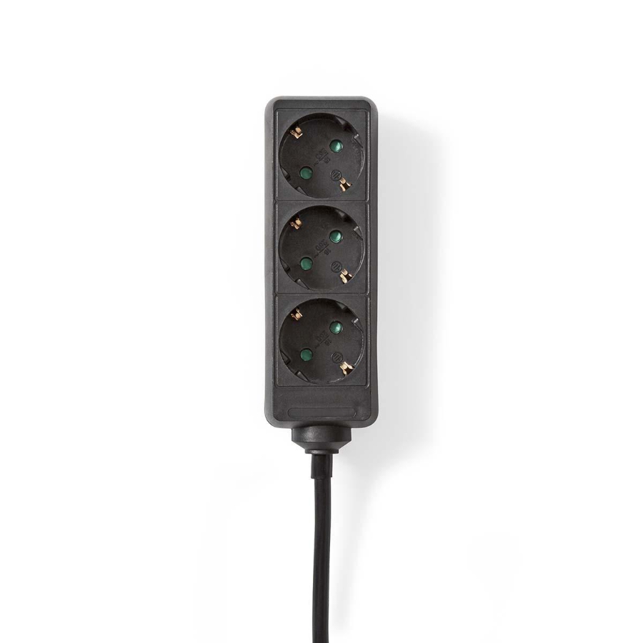 Nedis EXSO350F1BK Verlängerungsbuchse Schutzkontakt / Typ F (CEE 7/7) | 3-Wege | 5.00 m | 3680 W