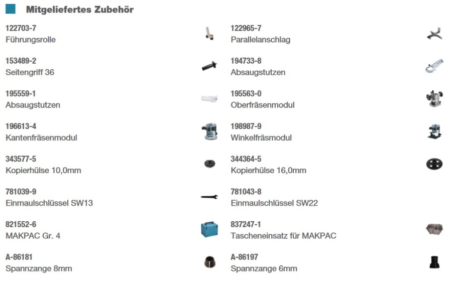 Makita RT0702CX2J  Elektro-Einhandfräse inkl. MAKPAC + Zubehör 710 W • 6/8 mm