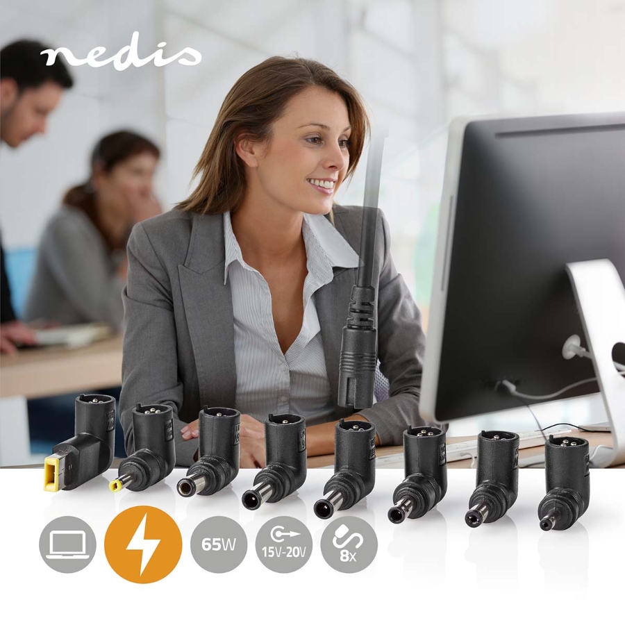 Nedis NBAU6501FBK Notebook Adapter Netzteil 65 W | 15 / 16 / 19 / 19.5 / 20 V DC | 4.0 A | Typ F (CEE 7