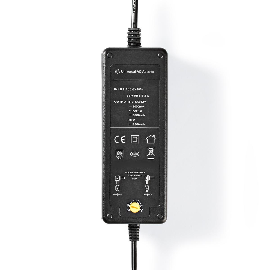 Nedis ACPA116 Universal-Netzteil Schwarz 60 W | 6 - 16 V DC | 1.10 m | 5.0 - 5.2 A | 8 plug(s) 