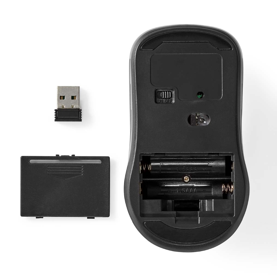 Nedis MSWS105BK  Mouse  Anzahl Knöpfe: 4 | Beidhändig Drahtlos | 800 / 1200 / 1600 dpi | Einstellbar DPI
