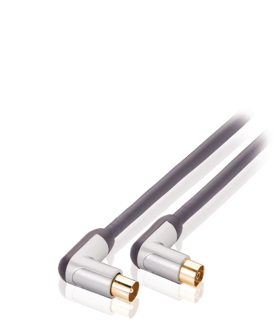 Profigold PROV8805 Koaxkabel 120 dB abgewinkelt Koax-Stecker Koax-Kupplung 5.00 m Schwarz