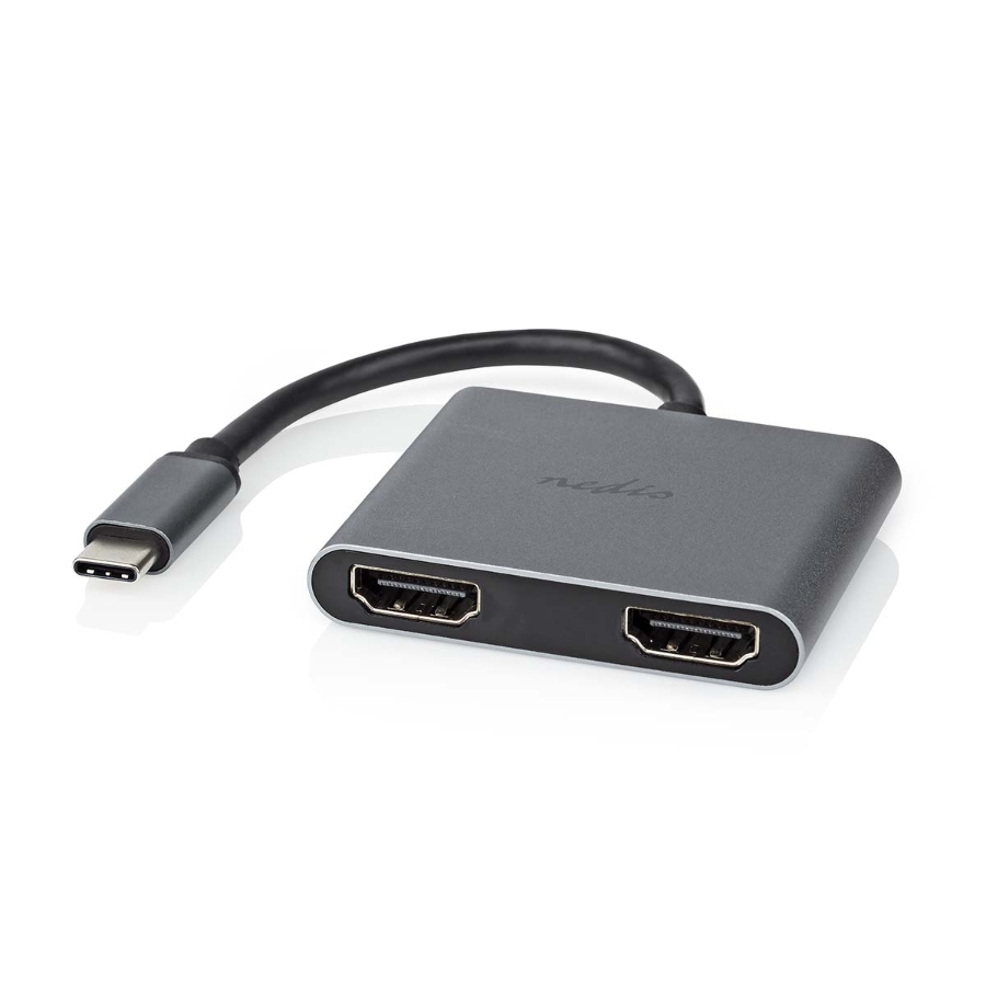 Nedis CCGP64670BK01 USB Multi-Port-Adapter Vernickelt  Schwarz  USB 3.2 Gen 1 | USB-C™ Stecker | 2x HDMI™ | 0.10 m