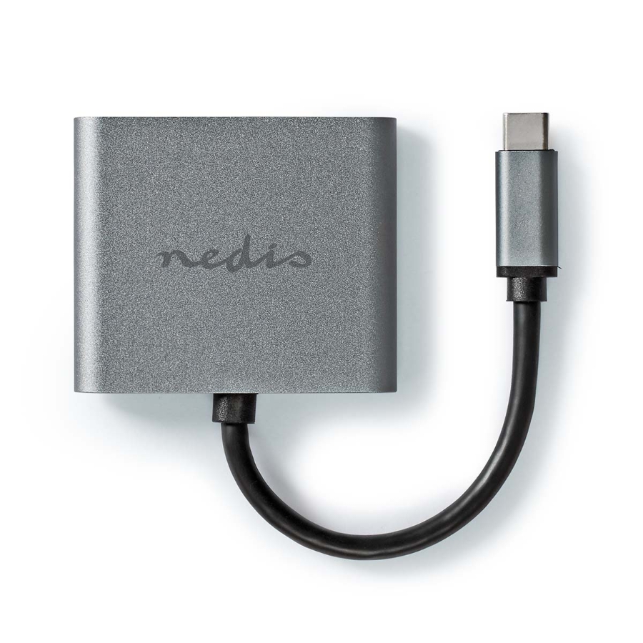 Nedis CCGP64670BK01 USB Multi-Port-Adapter Vernickelt  Schwarz  USB 3.2 Gen 1 | USB-C™ Stecker | 2x HDMI™ | 0.10 m