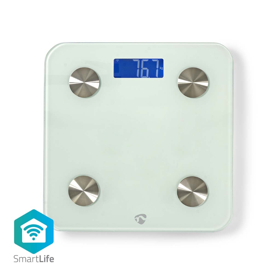 Nedis WIFIHS10WT WIFI-SmartLife-Personenwaage Wi-Fi | BMR / Fett / Gebeine / Gewicht / Muskeln / Wasser |