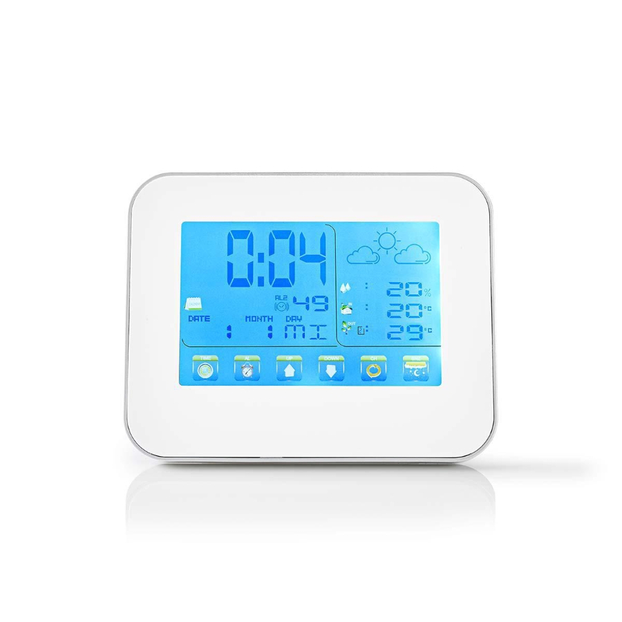 Nedis WEST401WT Wetterstation Zeitdisplay | Farb-LCD-Anzeige Weckerfunktion  | Innen- und Aussenbereich | Inklusive