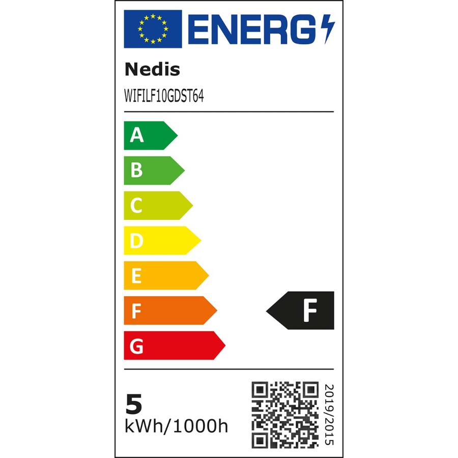 Nedis WIFILF10GDST64 SmartLife LED Filament Lampe Wi-Fi | E27 | 500 lm | 5 W | Warmweiss | 2200 K 