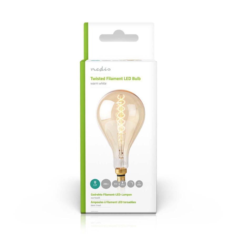 Nedis LEDBTFE27A160 LED-Filament-Lampe E27 A160 | 5 W | 280 lm | 2000 K | Dimmbar | Warmweiss 