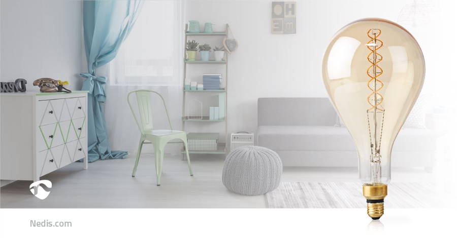 Nedis LEDBTFE27A160 LED-Filament-Lampe E27 A160 | 5 W | 280 lm | 2000 K | Dimmbar | Warmweiss 