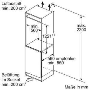 Bosch KIL42ADD1 Einbau-Kühlschrank mit Gefrierfach 122.5 x 56 cm, Flachscharnier mit Softeinzug