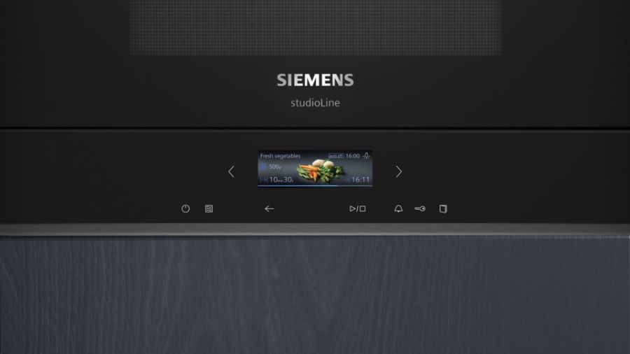 Siemens BE732R1B1  iQ700 Einbau-Mikrowelle Schwarz Edelstahl 60cm rechts Anschlag