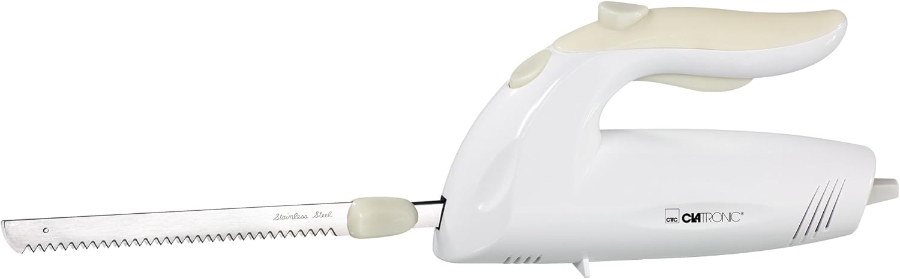 Clatronic EM 3062 Elektromesser/Brotmesser Weiss elektrisches mit spülmaschinenfester spezialgezahnten 