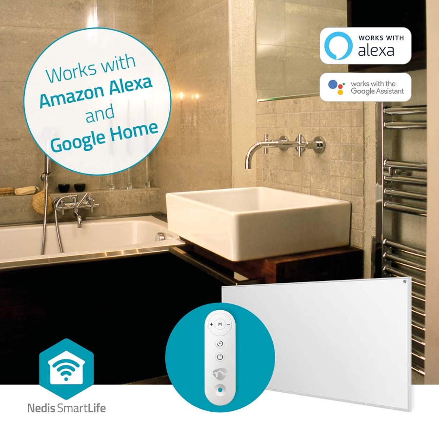 Nedis HTIP700WTW SmartLife Infrarot-Heizplatte 700 W | 1 Hitzeeinstellung | Verstellbares Thermostat 