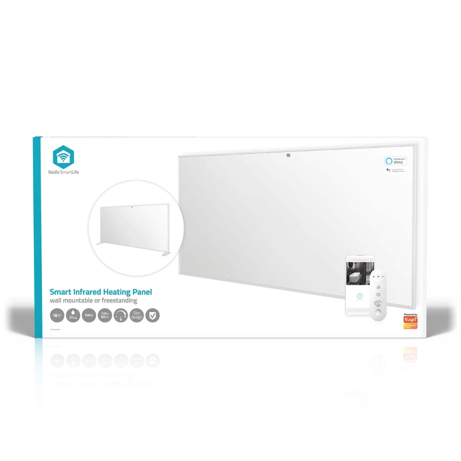 Nedis HTIP700WTW SmartLife Infrarot-Heizplatte 700 W | 1 Hitzeeinstellung | Verstellbares Thermostat 