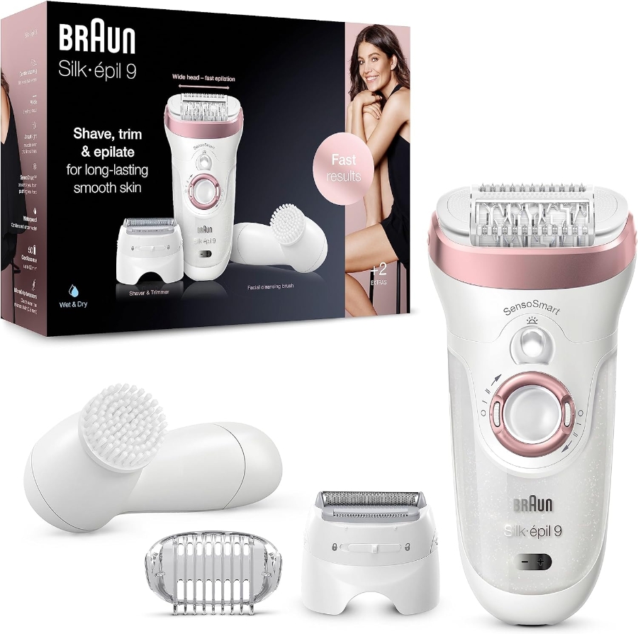 Braun Personal Care Silk-épil 9-855 Epilierer Damen Haarentferner  langanhaltende Haarentfernung weiß/roségold