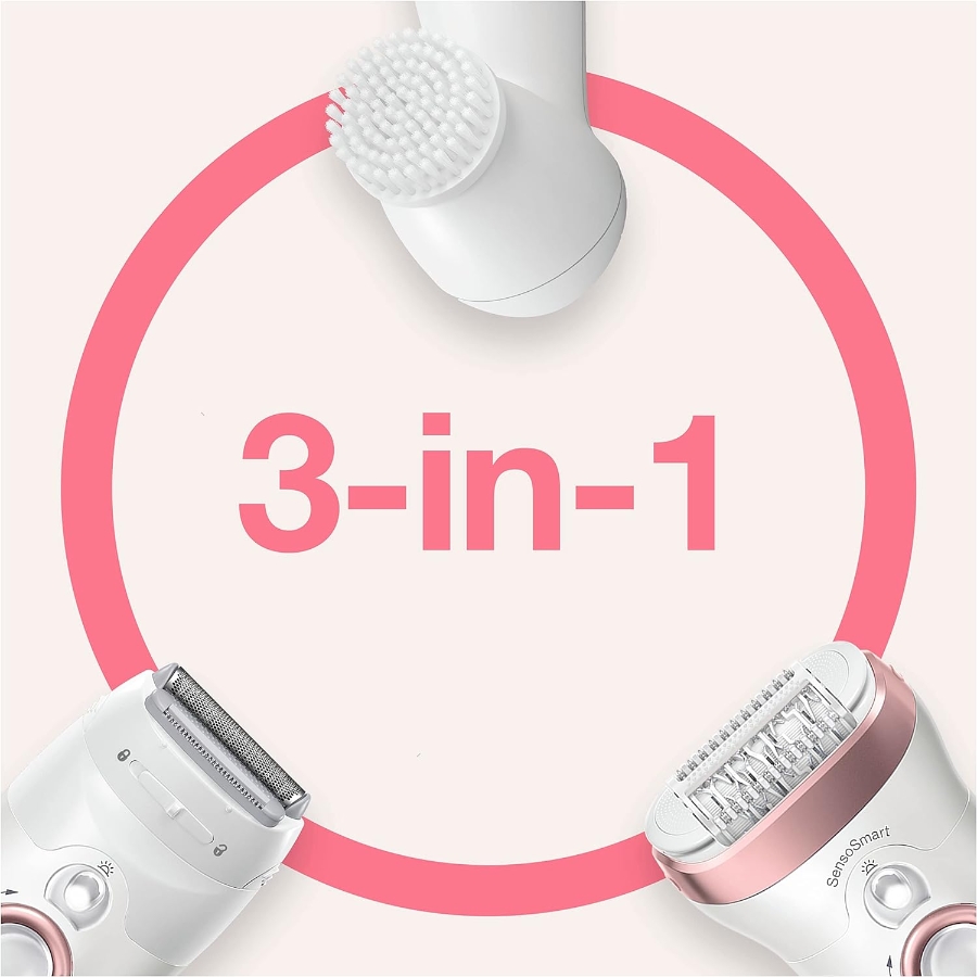 Braun Personal Care Silk-épil 9-855 Epilierer Damen Haarentferner  langanhaltende Haarentfernung weiß/roségold