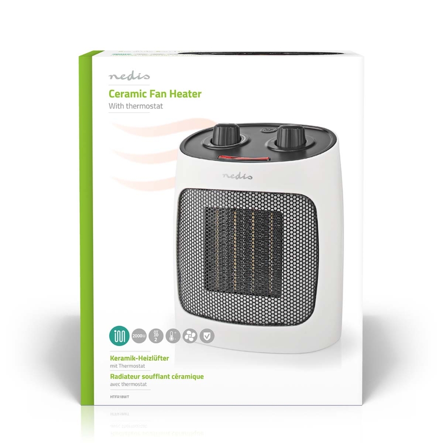 Nedis HTFA18WT Keramik-Heizlüfter 1000 / 2000 W | 2 Wärme Modes | Verstellbares Thermostat 