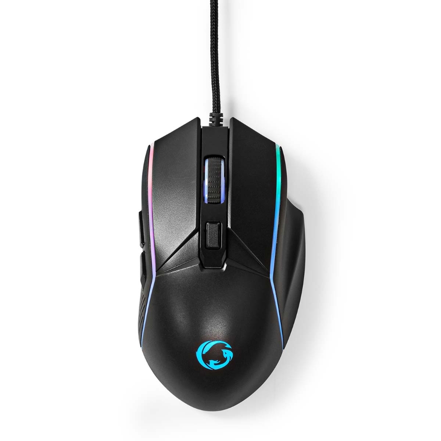 Nedis GMWD510BK Gaming Mouse Verdrahtet 1.5m LED 800 / 1200 / 2400 / 3200 / 4800 / 7200 dpi | Einstellbar DPI
