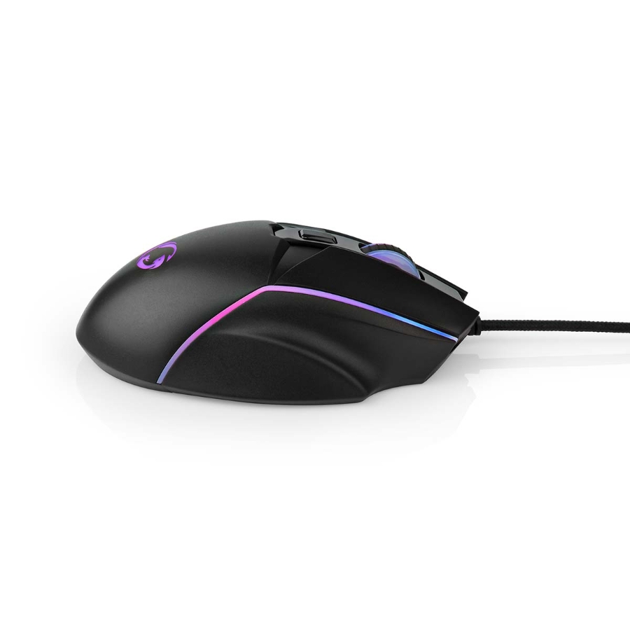 Nedis GMWD510BK Gaming Mouse Verdrahtet 1.5m LED 800 / 1200 / 2400 / 3200 / 4800 / 7200 dpi | Einstellbar DPI