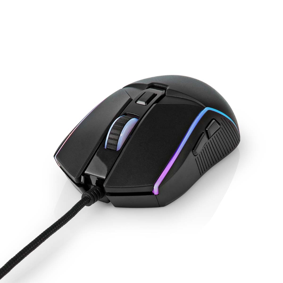 Nedis GMWD510BK Gaming Mouse Verdrahtet 1.5m LED 800 / 1200 / 2400 / 3200 / 4800 / 7200 dpi | Einstellbar DPI