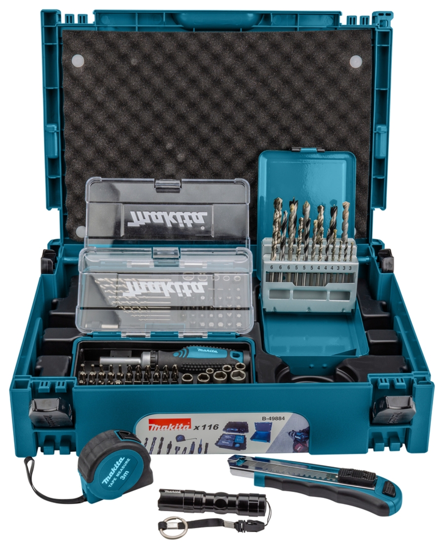 Makita B-49884 116-tlg. Bohrer- und Bitset im MAKPAC-Koffer Bit/Bohrer Set • 116 teilig • MAKPAC