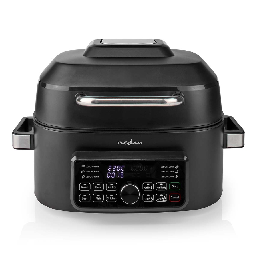 Nedis KAAFG600BK Heißluft Friteuse Digital | Schwarz 6 Liter | Timer: 120 min | Anzahl voreingestellter Programme: 7 