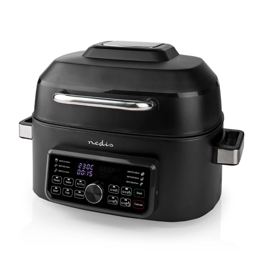 Nedis KAAFG600BK Heißluft Friteuse Digital | Schwarz 6 Liter | Timer: 120 min | Anzahl voreingestellter Programme: 7 